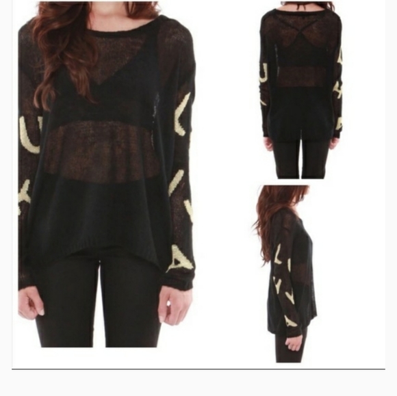 Hye Park and Lune Venus Black Gold Sheer Sweater - Picture 2 of 2